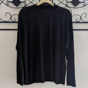 Maurices Black Sheer Lace Detail Long Sleeve Sweater | Size 2X